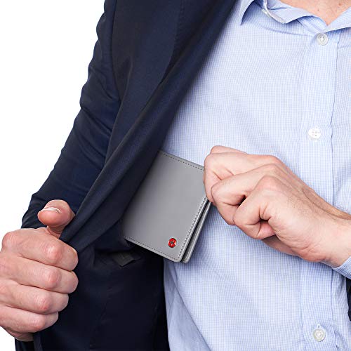 Image of Alpine Swiss Connor Executive Bifold Wallet | Business Passcase for Men | Premium Leather | Dual ID Windows | RFID Blocking | Gift Box Included Smooth Finish Gray