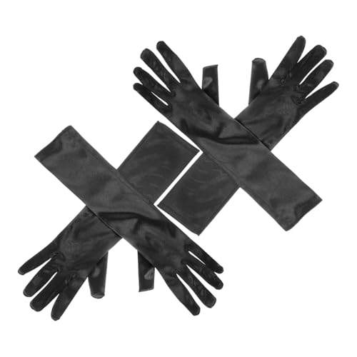 FOMIYES Luxurious Black Communion Gloves Satin Material Wedding Bridal Tea Party Banquet Gloves Cm Length