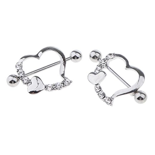 non-brand Sharplace hjärta kristall strass rak bar bröstvårta piercing tillbehör perfekt för halloween utklädnad – 1 par e Icke-metall, colore: Vit, cod. 3bcdb4525d21ee2d8300d0938c516847