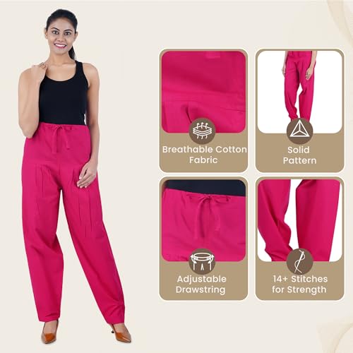 Image of Happy Bunny Salwar Pant for Women, Fine Cotton Ethnic Trousers with Drawstring Waist, Comfortable Daily, Office & Casual Wear Bottoms