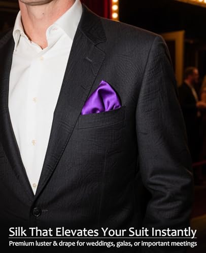 Image of MANSPHIL 100% Real Mulberry Silk Pocket Square for Men, 11x11 Inch Solid Handkerchiefs, Multi Colors