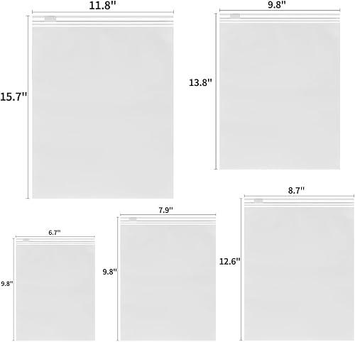 Miniatura 2 de 20 bolsas de polietileno con cremallera, bolsas de plástico transparente esmerilado con cierre hermético resellable, bolsas de embalaje de 3 mil de