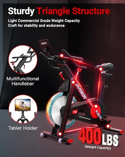 Image of HARISON Magnetic Exercise Bike, Heavy Duty Stationary Bike for Home Gym | Low Noise Bike for Home with 400 lb Weight Capacity, Fitness App with Courses, Adjustable Seat, Indoor Cycling Bike