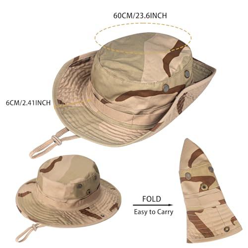 Image of Sun Hats for Men Women Boonie Hat UPF 50+ Bucket Hat Wide Brim UV Protection Fishing Hiking Safari Outdoor Hats