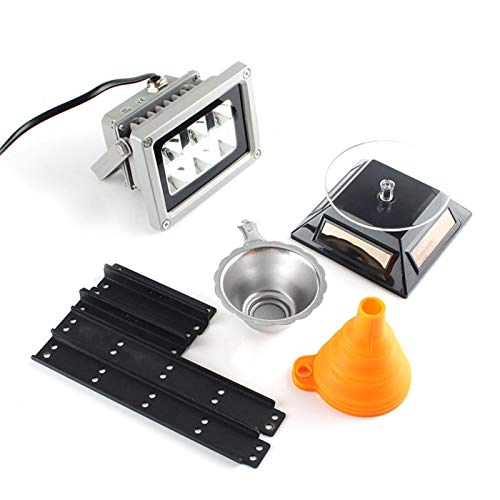 Estación de lámpara de curado de Resina, lámpara de curado UV para Impresora 3D de Resina, luz de curado UV de 60 W, Plato Giratorio de Resina, Filtro con Embudo
