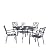 Crownland 5 Piece Outdoor Dining Set, Patio Metal Dining Sets, 4 Stackable Metal Chairs and Square Outdoor Dining Table with 1.57" Umbrella Hole, for Backyard, Lawn, Garden (Classic Black)