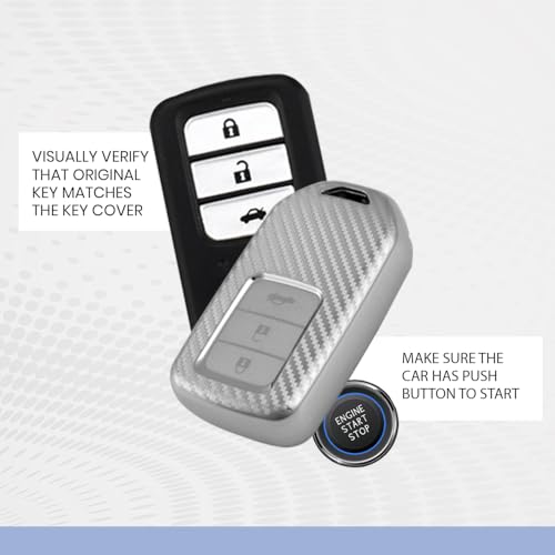 Image of keyzone Silverstar TPU Key Cover with Keychain Compatible for Honda Cars, Compatible with City, Elevate, Civic, Jazz, Brio, Amaze, CR-V, WR-V, BR-V, Mobilio 3 button smart key (Silver)