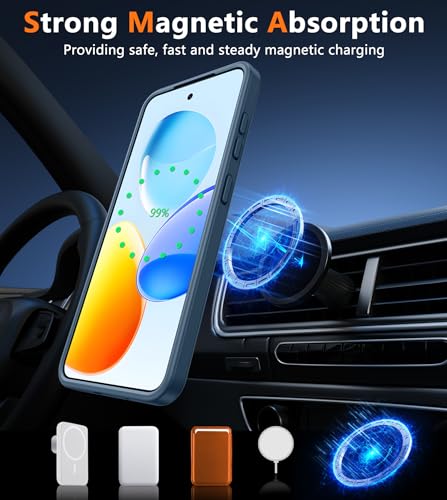 Image of FNTCASE for Samsung Galaxy S25 Case: for Galaxy S24 Cases Magnetic Military Grade Drop Protection Translucent Cell Phone Cover - Slim Durable Shockproof Protective Bumper Cases- 6.2 inches (Blue)