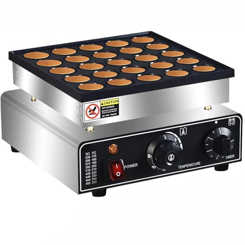 SWENEEN Mini Pancake Maker, 25-Hole Electric Nonstick Waffle Machine, 850W with 50-300℃ Temperature Control & 5-Minute Timer for Crepes, Eggs, and More