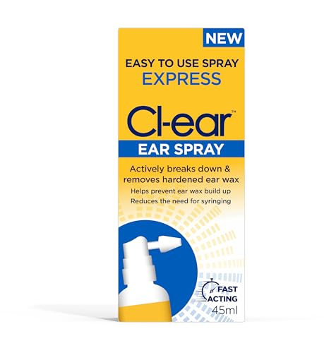 Cl-Ear Express Ear Spray - Natural Ear Wax Removal - Softens Build-Up Dissolves Earwax Cleaning Solution for Clogged Ears - Suitable for Adults Elderly Children 3 yrs and up - 45ml