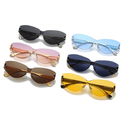 Luxury Fashion Cat Eye Sunglasses Women Ladies One-Piece Sun Glasses Men Oversized Sunglassses Rimless Eyeglasses N47 5