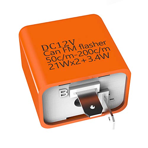 12V 2 broches Relais de Clignotant électronique à DEL, Universel Relais de Signal Indicateur LED Relais Clignotant Réglable pour ampoules de clignotants de moto Hyper Flash Fix (Orange) Cover