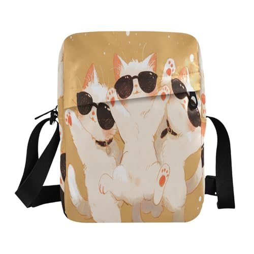 messenger bag men's shoulder bag Handbag For Travel Adjustable Strap for Shopping Shopping- Cute White Cats Cartoon