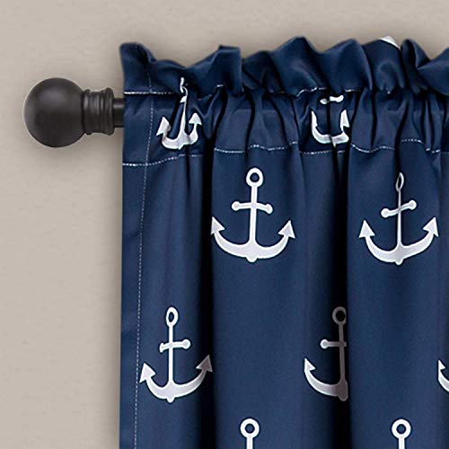 Lush Decor Darkening Window Curtain Set, Navy Anchor Print, 52" W x 84" L, W 52" x L 84" (2 Panels) - Image 4