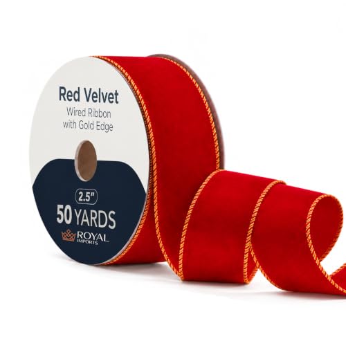 Royal Imports Red Velvet Wired Christmas Ribbon...