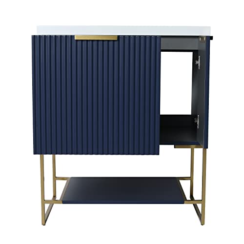 Homsof Freestanding Bathroom Vanity With Resin Basin, 30 Inch, Navy Blue #TOP4