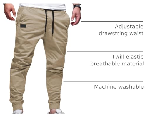 Image of JMIERR Mens Cotton Stretch Joggers Casual Twill Athletic Track Pants
