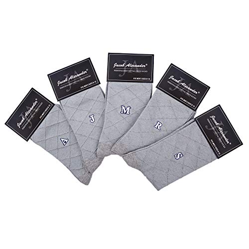 Jacob Alexander Pair of Men's Dress Socks English Alphabet Letter Initials - Light Grey4