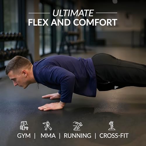 BOOM PRO Men’s & Women’s Quarter-Zip Polyester t Shirts – Long Sleeve Breathable Quick-Dry t Shirts for Gym, MMA, Running & Activewear Navy Blue