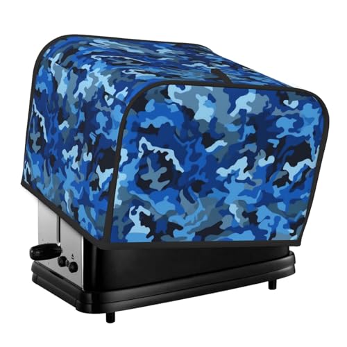 Copertura per tostapane a quattro fette con stampa mimetica blu per piccoli elettrodomestici da cucina, protezione per impronte digitali