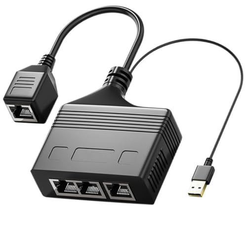 CEAoki RJ45�l�b�g���[�N�^�b�v�A�_�v�^�[ RJ45���X�����X �����C�[�T�l�b�g�^�b�v 3�̏o�͂ɕ������邱�Ƃ��ł�USB�d���|�[�g�t�� LAN �C�[�T�l�b�g�R�l�N�^�A�_�v�^3�f�o�C�X�����g�p�Ή��l�b�g���[�N�^�b�v�A�_�v�^�[ RJ45