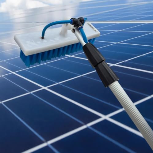 Image of Kenbrook Solar 6 Meter Long Solar Panel Cleaning Kit with 30 cm /1 Foot Nylon Brush Lightweight & 180 Rotatable Brush Head, Water Fed PU Pipe & Adjustable Telescopic Extension Pole from 2 to 6 Meters