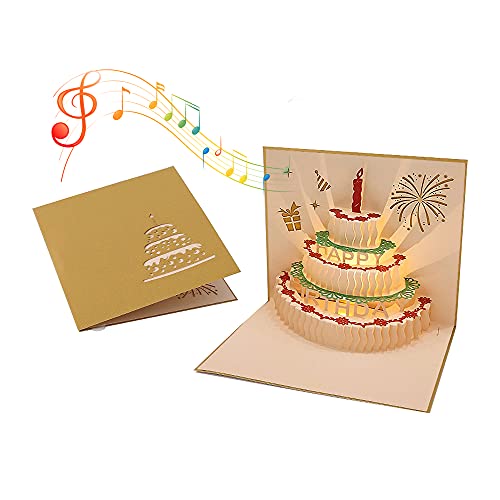 Amazon | ケーキ 誕生日カード メロディ ライト付き 3D 立体