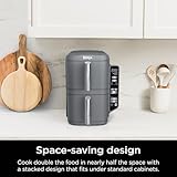 Ninja SL400 DoubleStack XL 2-Basket Air Fryer, Cooks 4 Foods at Once, Compact Design, 10 QT, 4-in-1, Smart Finish & Match Cook, Air Fry, Broil, Bake, Easy Meals, Easy Clean, Grey (Renewed)