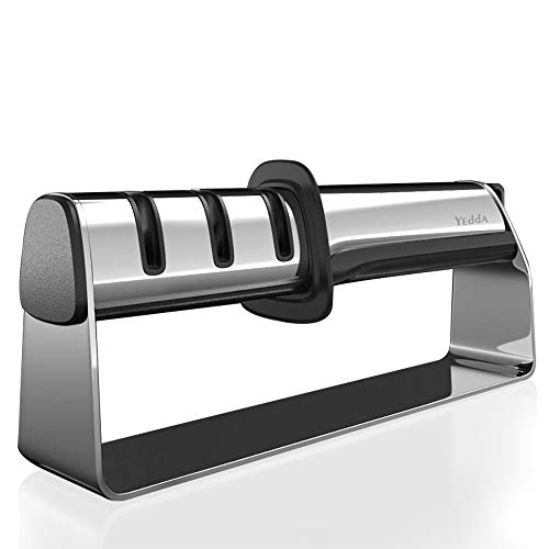 Yedda Kitchen Knife Sharpener, 3-Stage Profession Knife Sharpening Tool,with Anti Slip Bas,Geramic Rod,Diamond