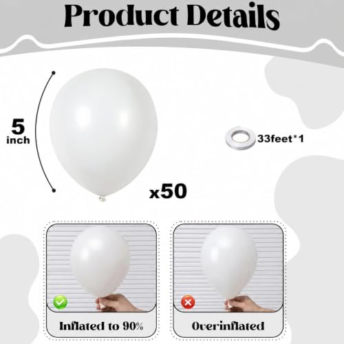 Image of Togvu White Balloons, 50Pack 5 Inch Small Mini Matte White Latex Party Balloons for Wedding Engagement Bridal Baby Shower Anniversary Decorations Supplies