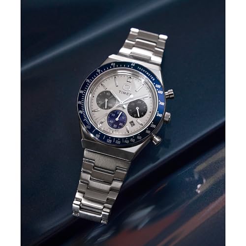 Image of TIMEX Q Sport Analog White Round Dial & Silver Stainless Steel Bracelet Band Water Resistant Men's Wrist Watch - TW2Y36200IK