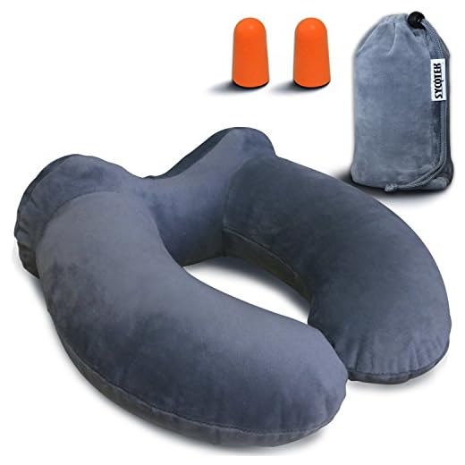SYCOTEK Almohada Hinchable, Almohada de Viaje para Protección del Cuello, Gris Nuevo