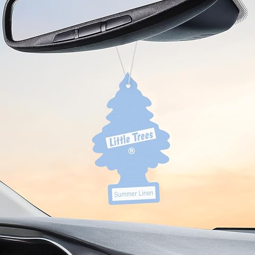 Image of LITTLE TREES Car Air Freshener | Hanging Tree Provides Long Lasting Scent for Auto and Home | 24 Air Fresheners |Summer Linen