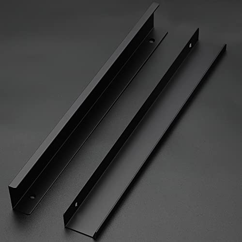 Image of Ravinte 3 Pack Finger Pulls for Cabinets 300mm /11.81 inch Length Black Pulls | 256mm /10 inch Hole Center Concealed Handles, Tab Handle Profile, Minimal Look, For Kitchen Drawers Tab Handle