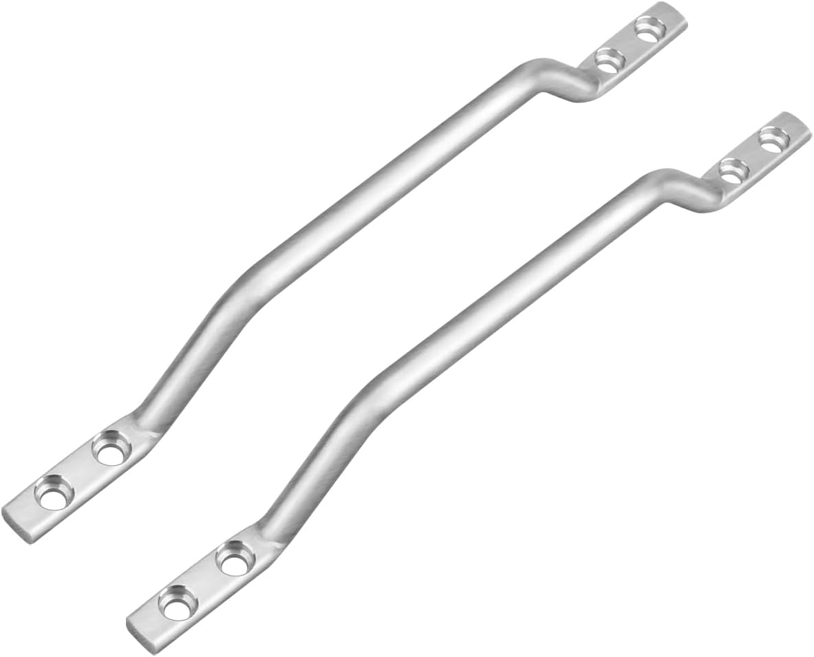 2pcs Aluminum Grab Assist Handle RV Camper Gate, Solid Round RV Door Handle Fit 13.5 Inch Long Handle for Trailer, Boat, Truck, Work Vehicles, Surface Mounted Cargo Trailer Ramp Door Accessories