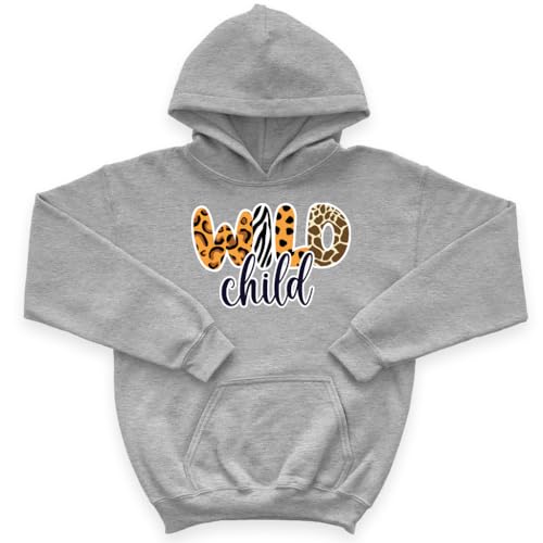 Wild Child Kids' Hoodie - Animal Print Hooded Sweatshirt - Retro Boho Hoodie for Kids
