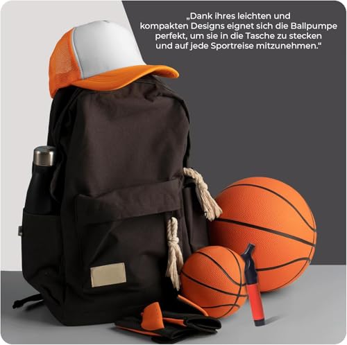Active 100 Ballpumpe mit Nadel - Tragbare Sport Ballpumpe für Fußball, Basketball, Volleyball, Rugby & Mehr - Perfektes Fußballpumpen-Set für Trainer, Spieler & Sportbegeisterte (Rot)