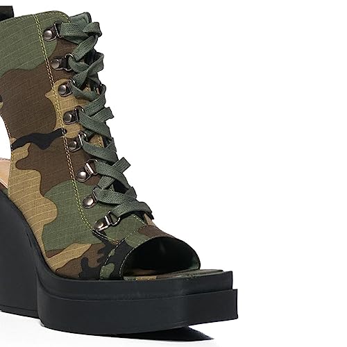 Arqa Camo Heeled Sandals Peep Toe Chunky Heel Summer Sandal Ankle Boots Lace-up Platform Booties3