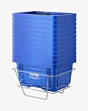 VEVOR 12 PCS Shopping Basket, 16.73 x 11.61 x 8.86 inch Durable Plastic Grocery Basket with Stand & Handle, 24L Portable Shop Basket Bulk, Idea for Retail Store Supermarket Grocery Shopping, Blue