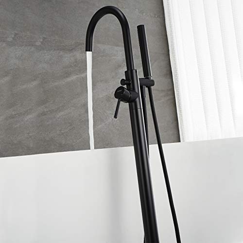 Artiqua Freestanding Bathtub Faucet Tub Filler Faucets Black Single Handle Floor Mounted With Handheld Shower #TOP4