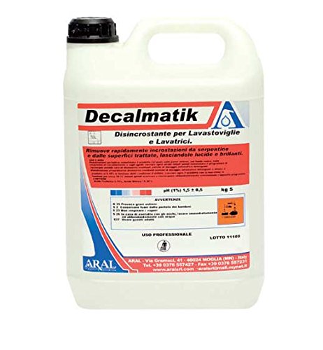 Aral Decalmatik Disincrostante Acido per Rimozione di Incrostazioni da Superfici e Serpentine della Lavastoviglie Tanica 5 kg - Professionale -