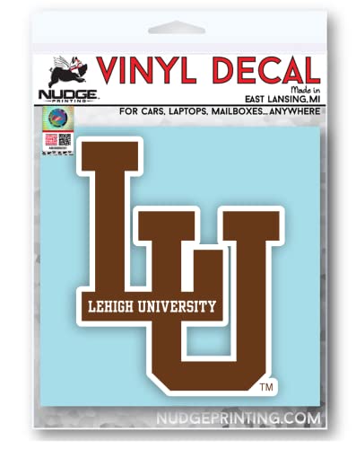 Image of Lehigh University Mountain Hawks Block LU Brown Weatherproof Vinyl Sticker Car Decal from Nudge Printing