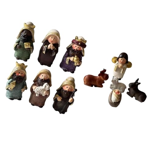 Crèches de Noël en résine de qualité supérieure, statuettes religieuses miniatures