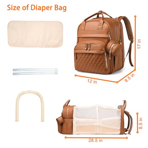 Image of Astro alan Baby Diaper Bags with Changing Station, Waterproof Diaper Bag Backpack for Moms Dads with USB Charging Port, Baby Shower Gifts, Large Capacity diaper backpack, Brown