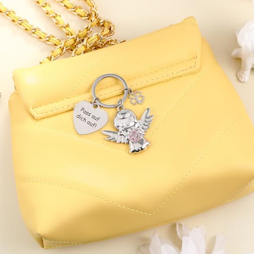 Aoriher Schutzengel Schlüsselanhänger mit Lenkrad Pass auf dich auf Schlüsselanhänger Schutzengel für Autofahrer Geschenk Glücksbringer Auto Führerschein Geschenke