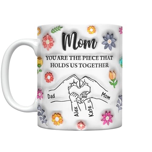 Taza de café personalizada para mamá diseño manos miniatura 1