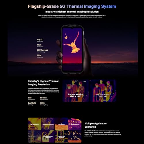 Image of DOOGEE India Gadgets V31GT 5G Rugged Android Mobile Phone: 12Gb + 256Gb: 50MP + 24MP Night Vision + Thermal Camera: 6.58 inch FHD+ Display: 10800mAh Battery with 66W Fast Charging (Moonlight Silver)