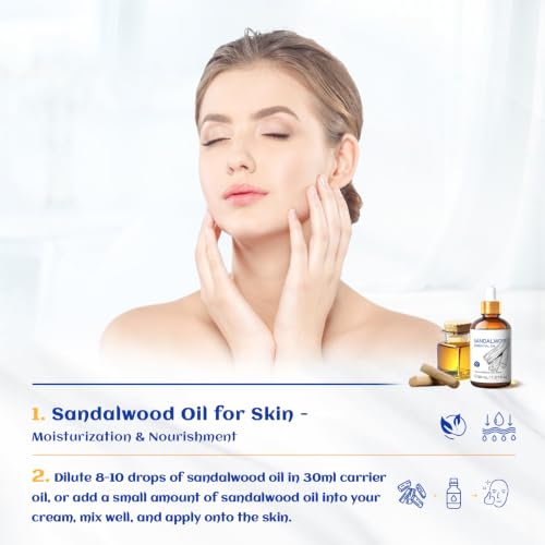 Image of HIQILI Sandalwood Essential Oils for Skin, Diffuser & Candle Soap Making | Versatile for Perfume, Hair Care & Room, Moisturizes, Deodorizes Laundry - 30ml / 1.01 fl oz