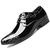 Men's Fashion High Gloss Patent Leather Oxford Formal Business Casual Lace Up Elegant Dress Shoes (Black, Adult, Men, 12, Numeric, US Footwear Size System, Medium)