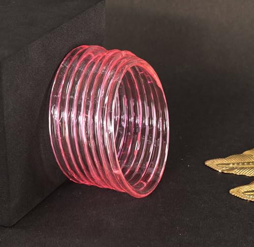 Image of ZULKA Designer Plain Glossy Glass Kada Set For Women & Girls With Diamond Cut Design | Fancy Designer Glass Bangles | Traditional Chudi | Kanch Ki Churi | Stylish Glass Kada For Wedding - Set Of 8